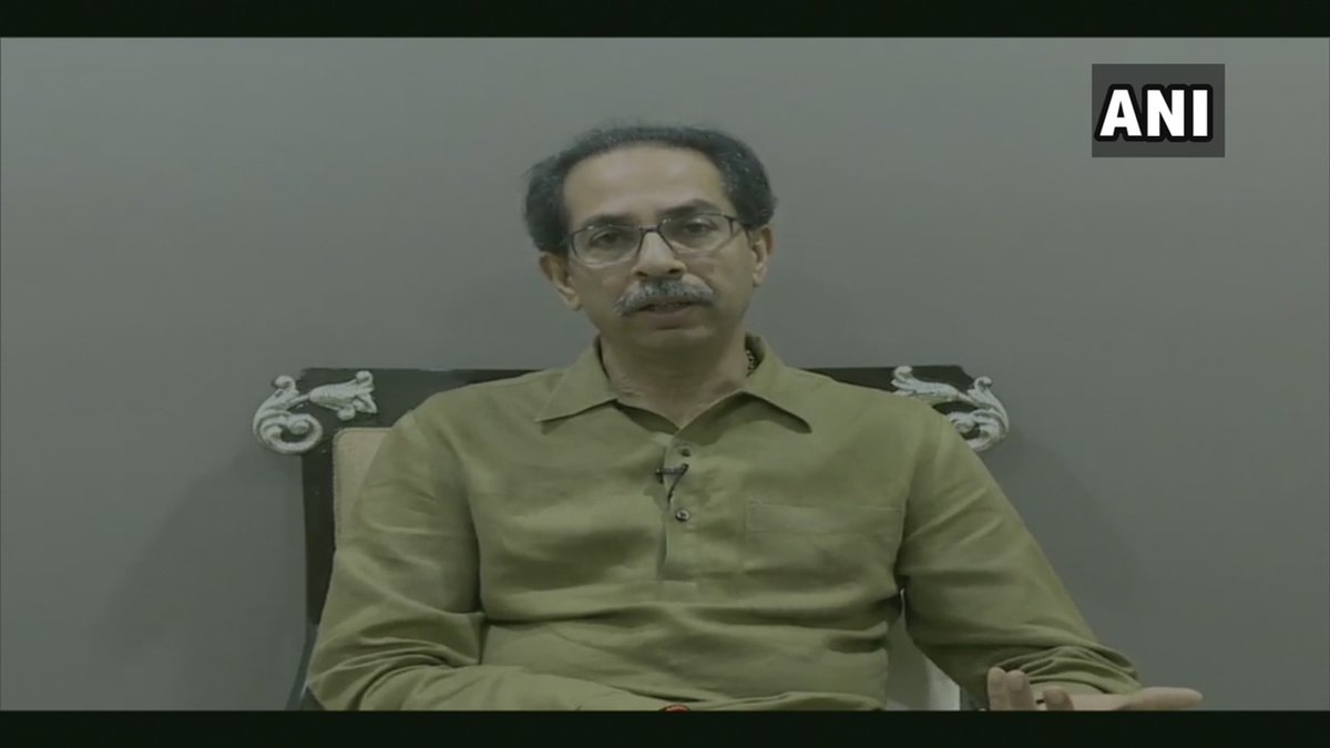 ANI's tweet photo. I would like to request everyone to continue #JanataCurfew till tomorrow morning. Number of cases has increased considerably. I have no option left but to apply Section 144 in Maharashtra. No flights outside of India will be allowed to land in Mumbai: Maharashtra CM https://t.co/toc4GrKNaS