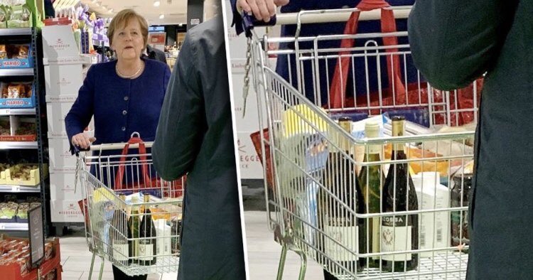 The Chancellor of Germany does her own Covid 19 shopping. 1 package of of toilet paper and 4 bottles of wine. Sounds about right to me.