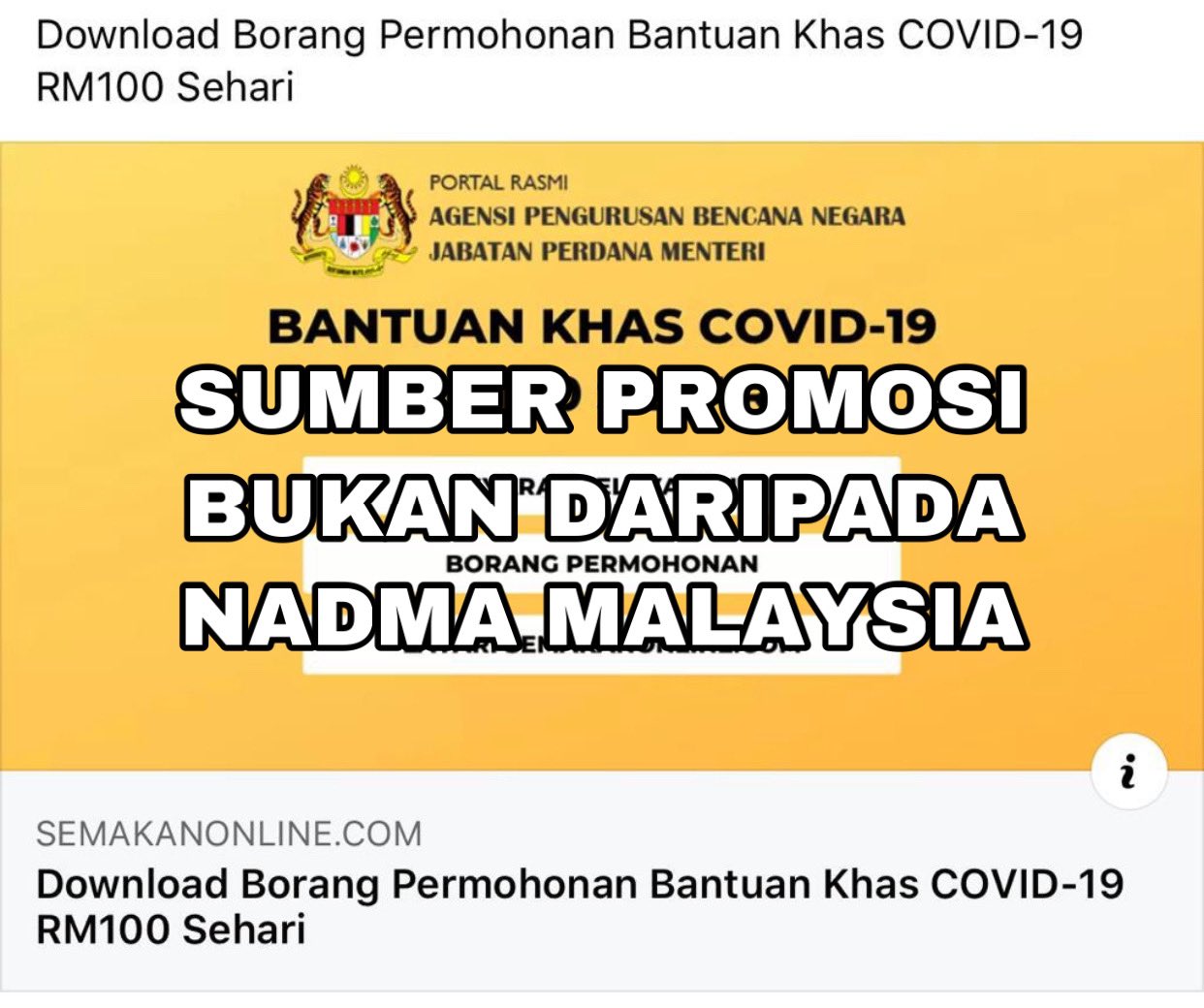 Bantuan covid nadma Nadma salur