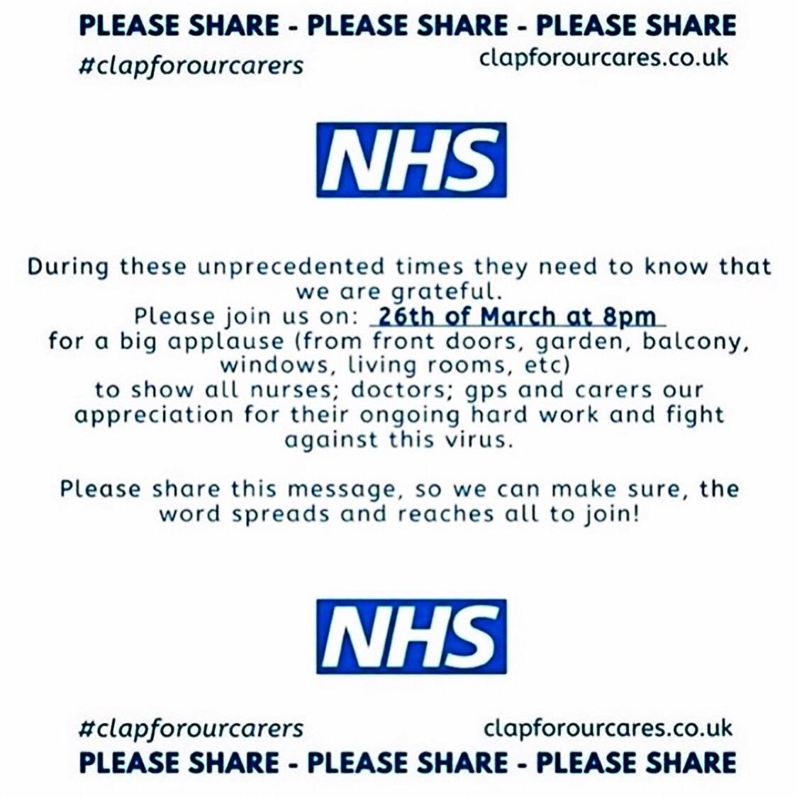 Please share this with everyone. Show your appreciation for all NHS staff.