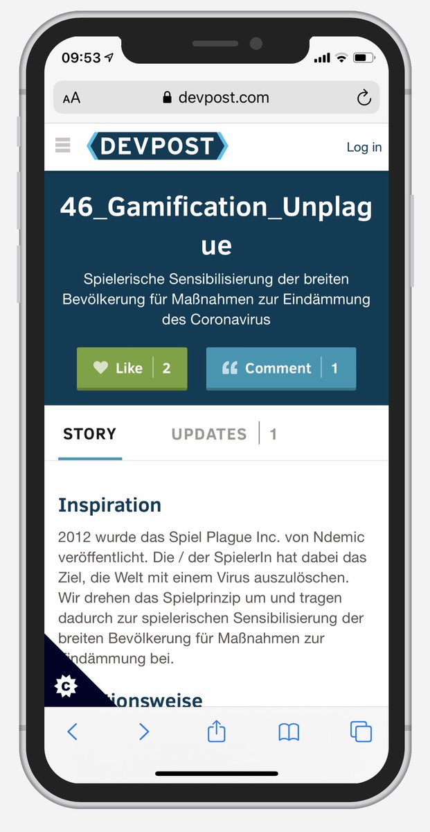 Nach dem 2. Tag beim #WirVsVirusHack ist vor dem 3. Tag. Mir gefällt der Spirit im Team und beim gesamten Kampf gegen #COVIDー19. Hier gehts übrigens zu unserem Gamification-Projekt gegen das #coronavirus ➡️ devpost.com/software/coron…