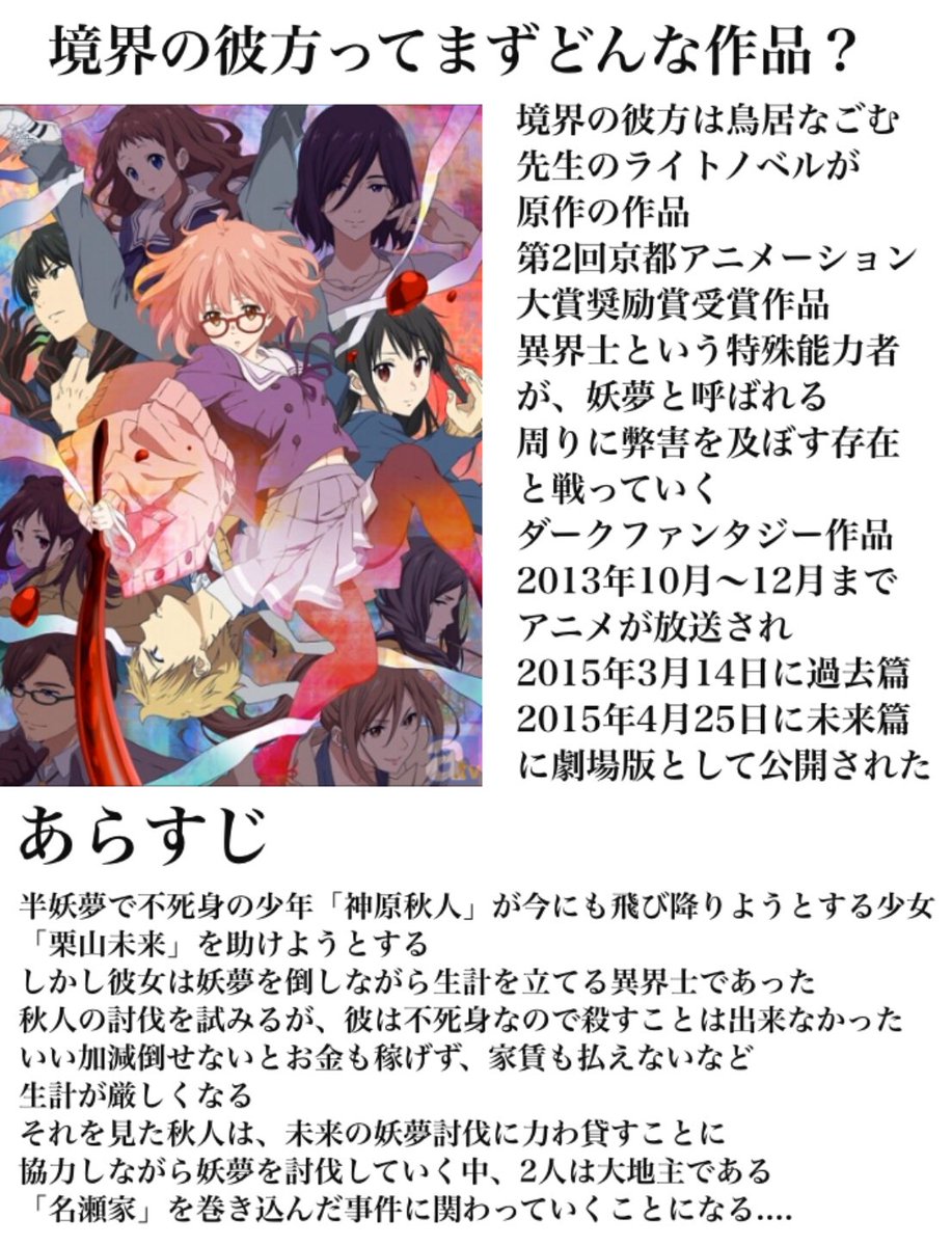 山本 槙 ナデジマ 俺が映画まで見た神作品 境界の彼方 について 本気で紹介してみた これを機に見たよ っていう人が出てきてくれると非常に嬉しいです 京アニ アニメ好きと繋がりたい アニメ好きな人と繋がりたい アニメ好きな人rt いいね