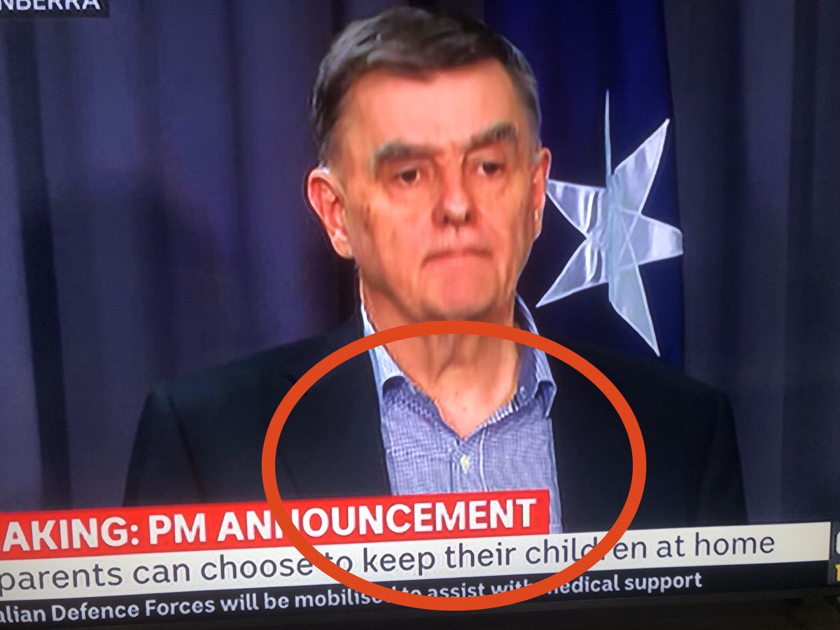 nathanielfay's tweet photo. Someone please ask our Chief Medical Officer to wear a plain color shirt to avoid creating moiré on national TV. #thinstripeshirt #Cabinet  #distractingmoiré #videomoiré just a simple request. https://t.co/JMdm8esRnt
