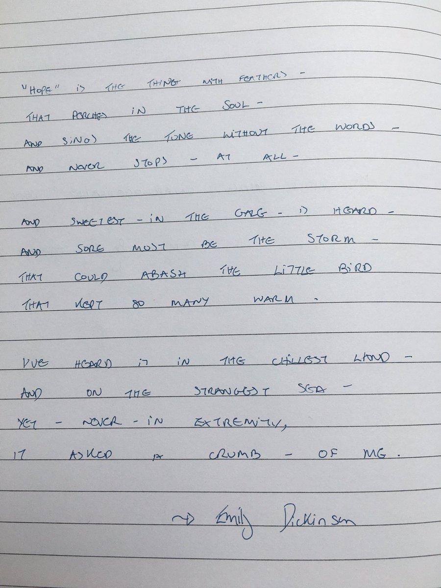  #YourDailyService  #YDSNumber4 with Maggie Service for lockdown and beyond... Today’s offering is “Hope” by Emily Dickinson 