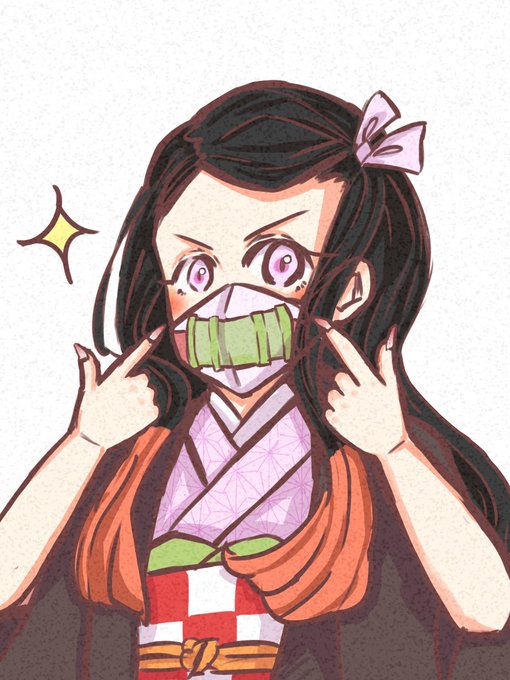 甘食さんがTwitterに投稿した竈門禰豆子(鬼滅の刃)のイラスト。