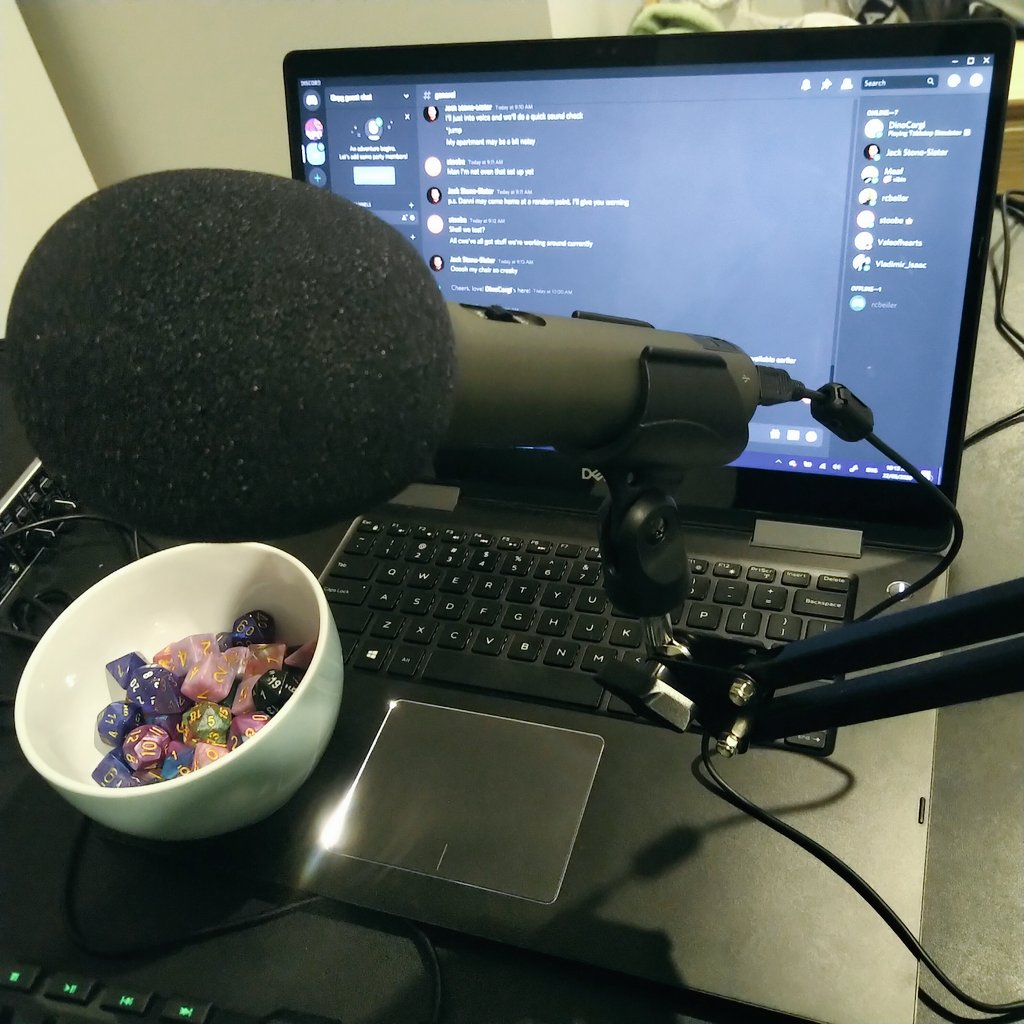 I3Rpg's tweet photo. Recording some guest #podcasts with a bowl of snacks 🎲🥣 #rpg https://t.co/7fRvU3ErzM
