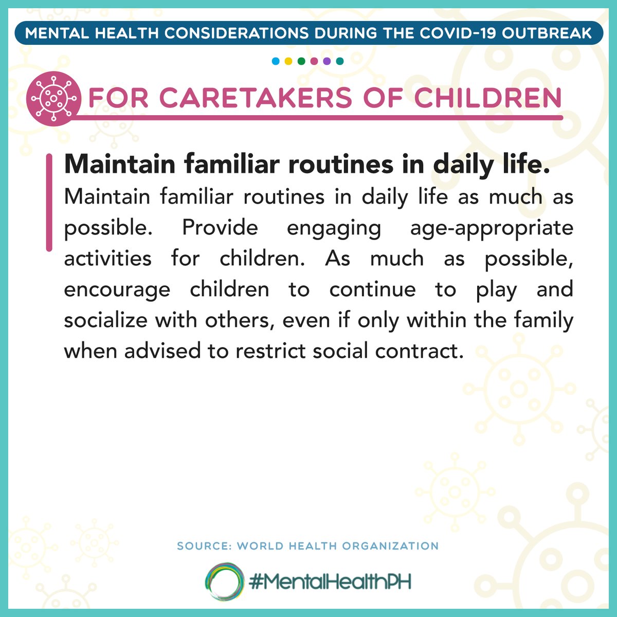 [Mental Health Considerations during COVID-19 Outbreak]For Caretakers of Children #MentalHealthPH  #COVID19(Source:  @WHO) @WHOPhilippines  @gospeakyourmind  @UnitedGMH