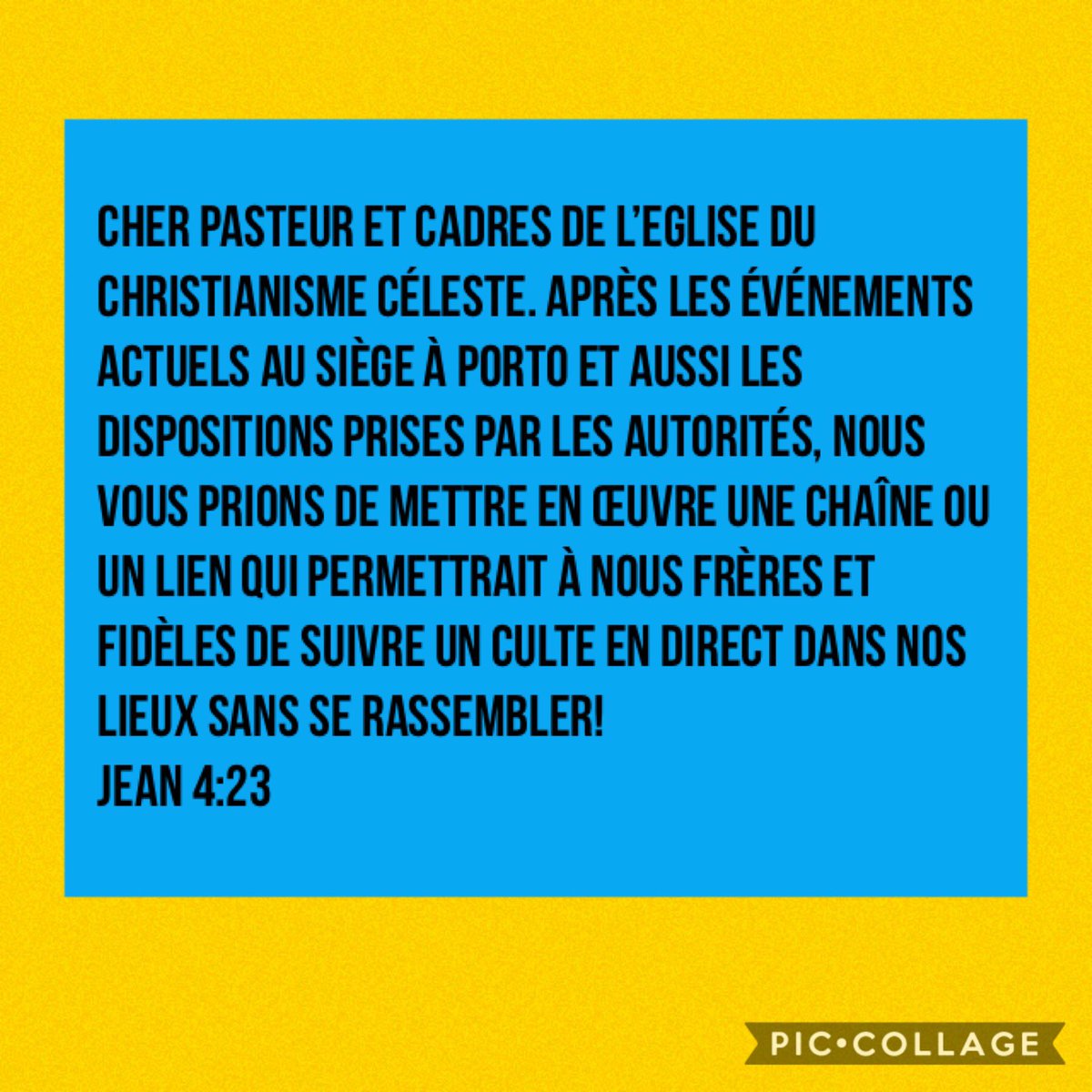 ChretiensEcc's tweet photo. @uniteceleste @WeInTheCCC @Cele1947 @SBJO_The_book @Joshua_Tosh @cccemmanuelcat1 @alleluia_tv @alleluia_fm  @celestialunited @EccSaintRaphael #COVIDー19 #CoronavirusPandemic #CoronavirusOutbreak @GardenOfComfort  please share!
Jean 4:23 https://t.co/CJNSd41WOk