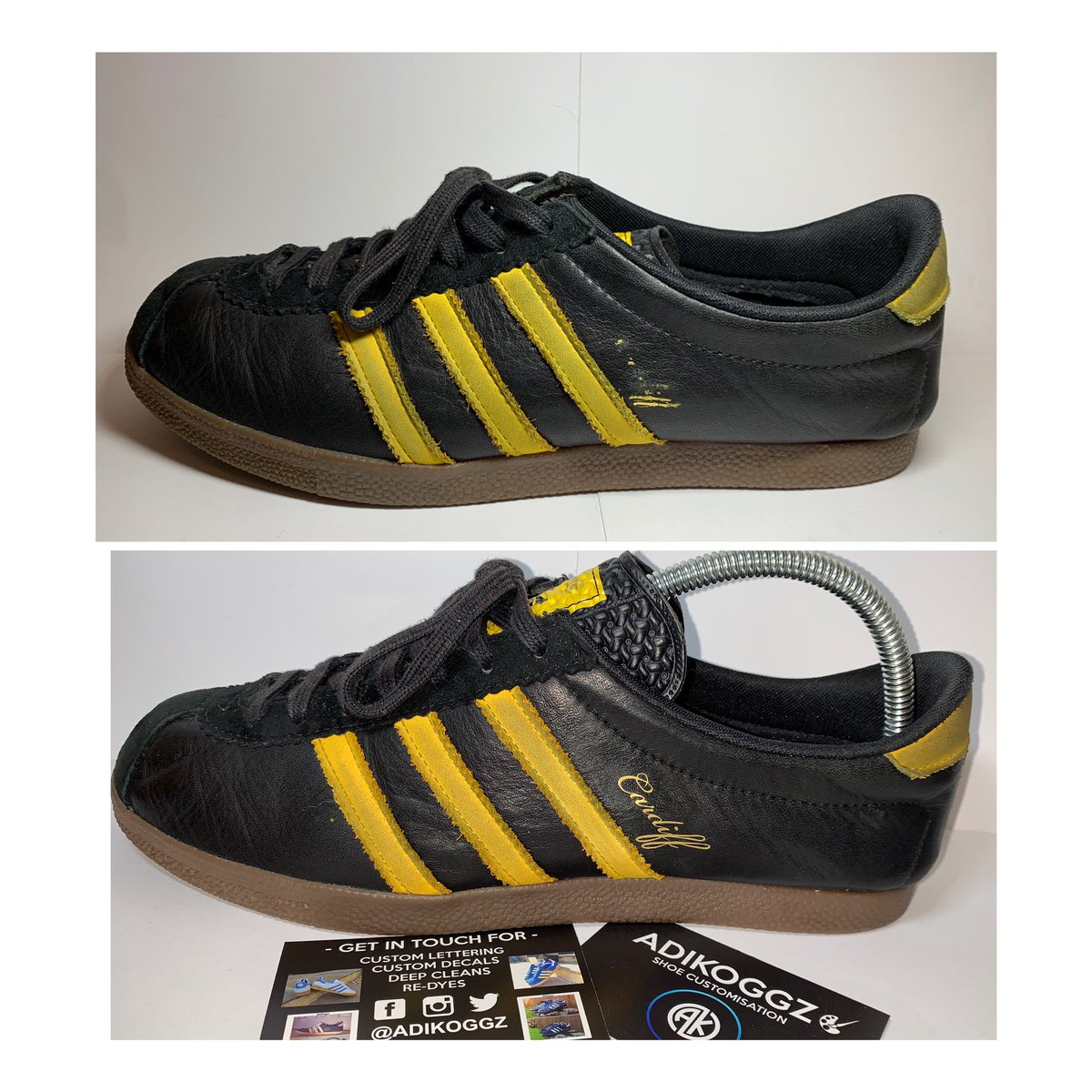 Adikoggz Trainer Customisation Twitter: "Morning guys! Restored a pair of adidas Cardiff 😝 Text removed, paint matched, text re applied. Took doing to the text a pretty much