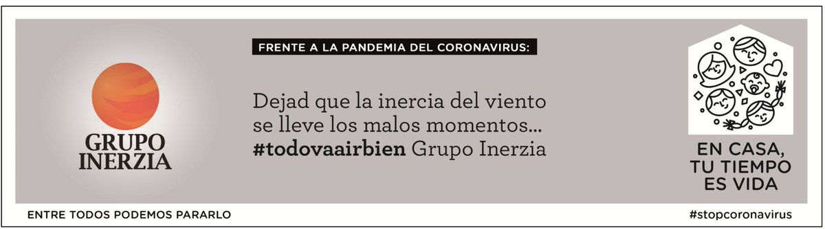 GRUPOINERZIA's tweet photo. Buenos días,
Ayer sábado 21 de Marzo amanecimos transmitiendo nuestra esperanza y buenos deseos desde la prensa local.
@DiariodeNavarra
 #frentealapandemiadelCoronavirus
"Dejad que la Inercia del viento se lleve los malos momentos... #Todovaairbien " 
@GRUPOINERZIA https://t.co/8XdQVjZyBv