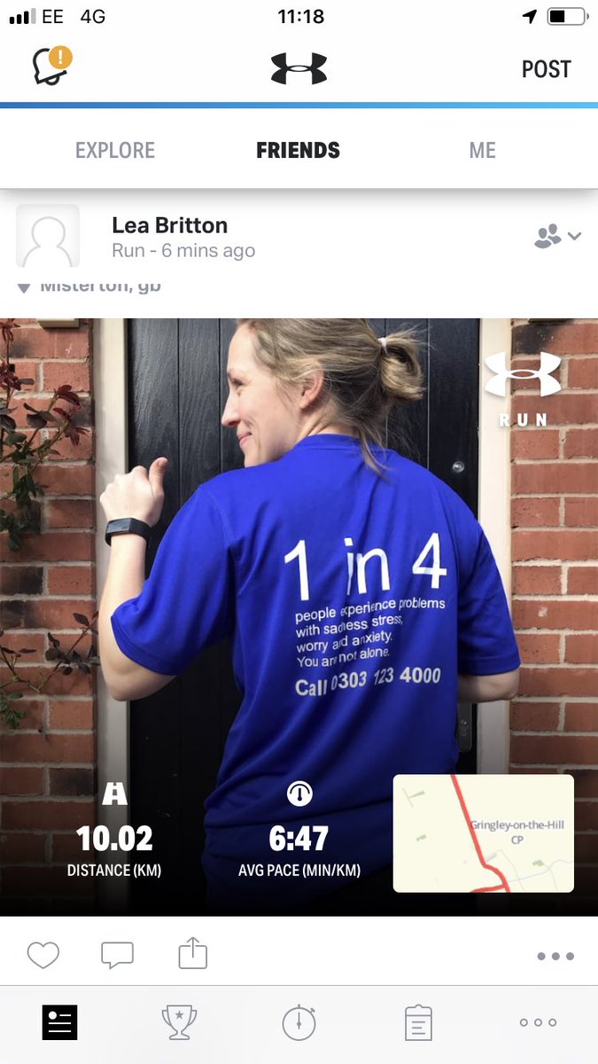 LOBritton's tweet photo. Today I was supposed to run the Gainsborough 10k with my wonderful steps2change colleagues. Understandably this couldnβt happen. I decided to still run 10k to promote wellbeing and the benefits of exercise on mental health. #Ididit #steps2change #staypositive https://t.co/H3Y4zzHFMn