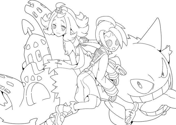 【ポケモン剣盾】ジムリーダーコラボイラスト
オニオン&アセロラ
1 線画
2 線画(PNG)塗り絵用にどうぞ
3 ラフ
#ポケモン剣盾
#イラスト好きな人と繋がりたい 
#オニオン
#アセロラ 