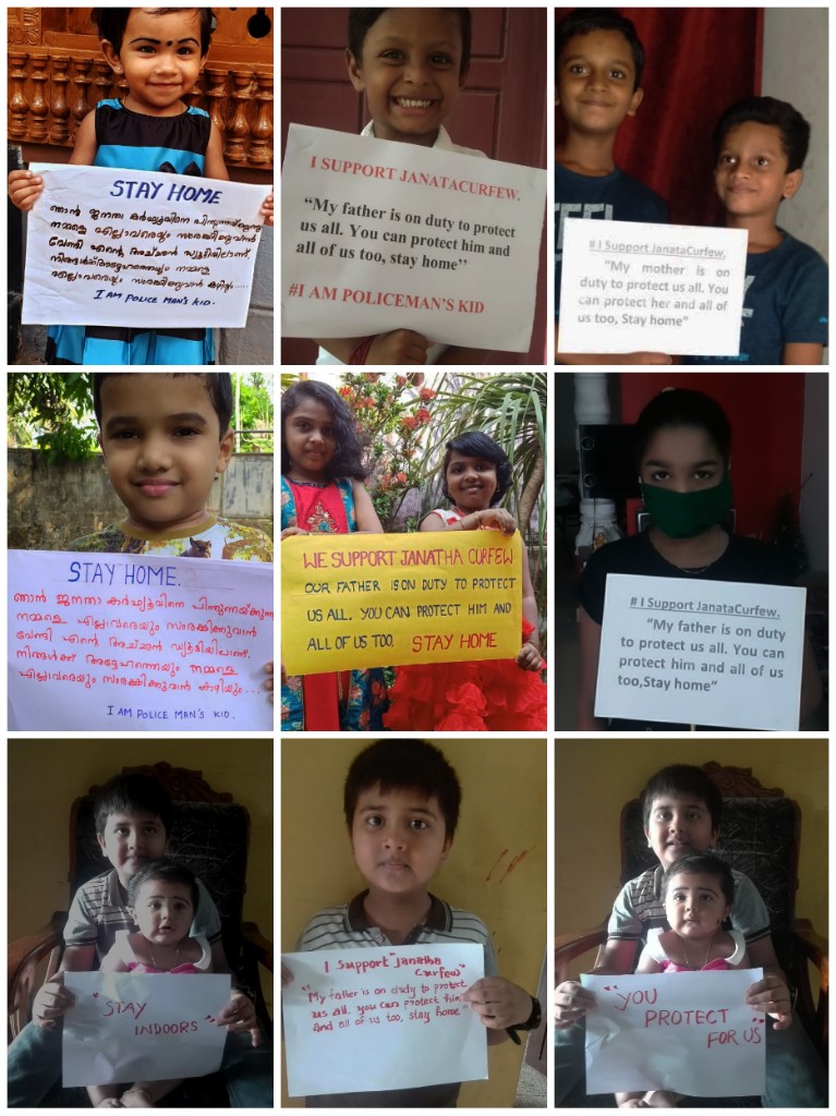 #Iamapolicemanskid #iamapolicewomanskid 

'My father/mother is on duty to protect  us all. You can protect him/her and all of us too. Continue staying at home'
#SupportJantaCurfew #COVID19outbreak #keralapolice #proudchildren