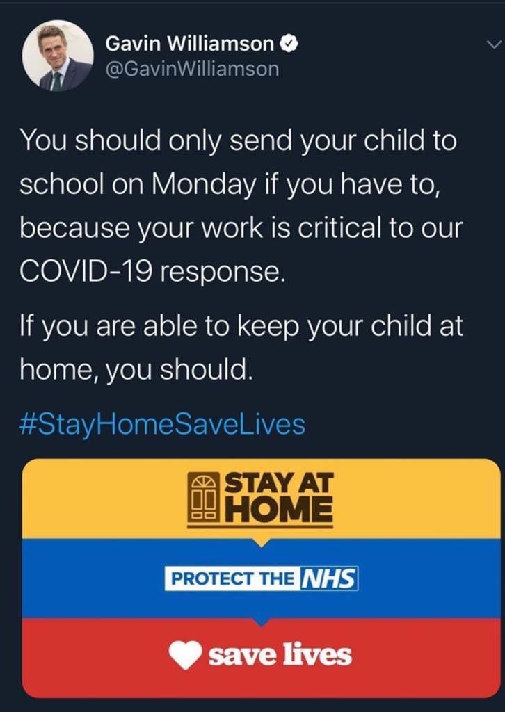 standrewscobham's tweet photo. Please see the advice given by the Education Secretary today. https://t.co/fy3h8vV6im