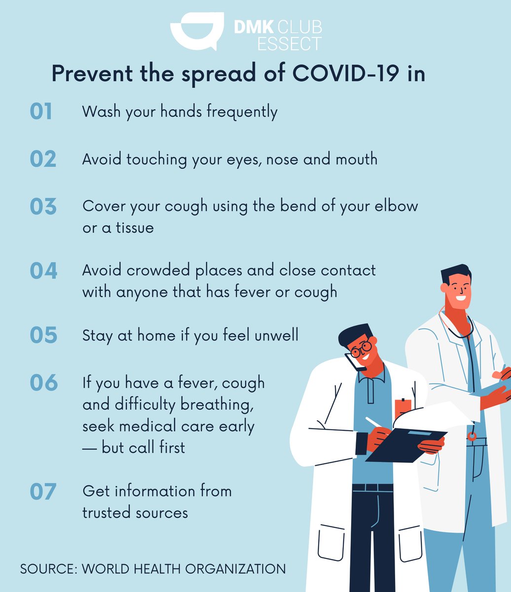 ClubDmk's tweet photo. Parce que votre santé nous intéresse, nous voulons partager avec vous les 7 importants conseils se protéger contre Coronavirus avec la communication de la nouvelle plate-forme qui est bien destinée pour tous les citoyens: https://t.co/gQnXyoky15 
#NeverStopFighting #DMKClubESSECT https://t.co/rZtdZqHZ6a