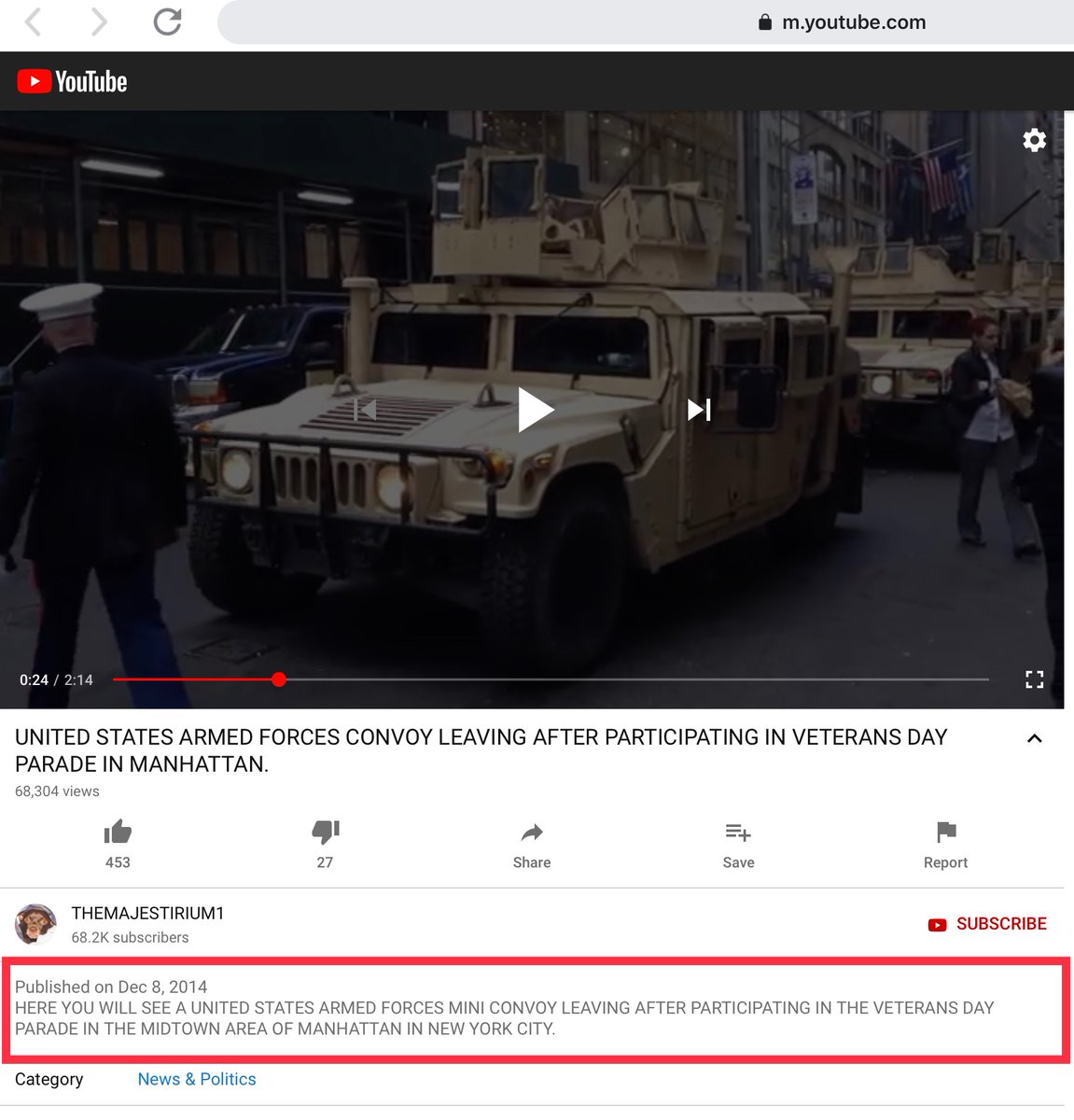 Sorry for the disjointed YouTube videos (I’m not sufficiently caffeinated) For other researchers trying to find the various original YouTube videos, search: NYC, Veterans Day, Parade & add military Based on my observation this account & thread 