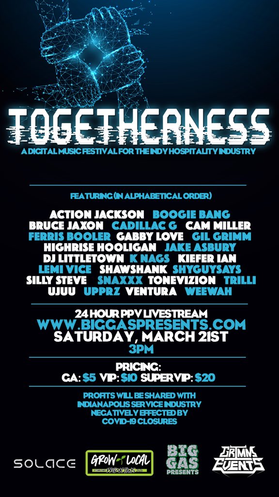 solacepresents's tweet photo. Togetherness has been an amazing experience and we are so happy to be able to provide some extra aid to our friends in the service industry.

We started yesterday and go today till around 6 so be sure to tune in at https://t.co/8DQhvd0brS

Thank you for including us @BIG_GAS_ https://t.co/wyzMMpCVY9