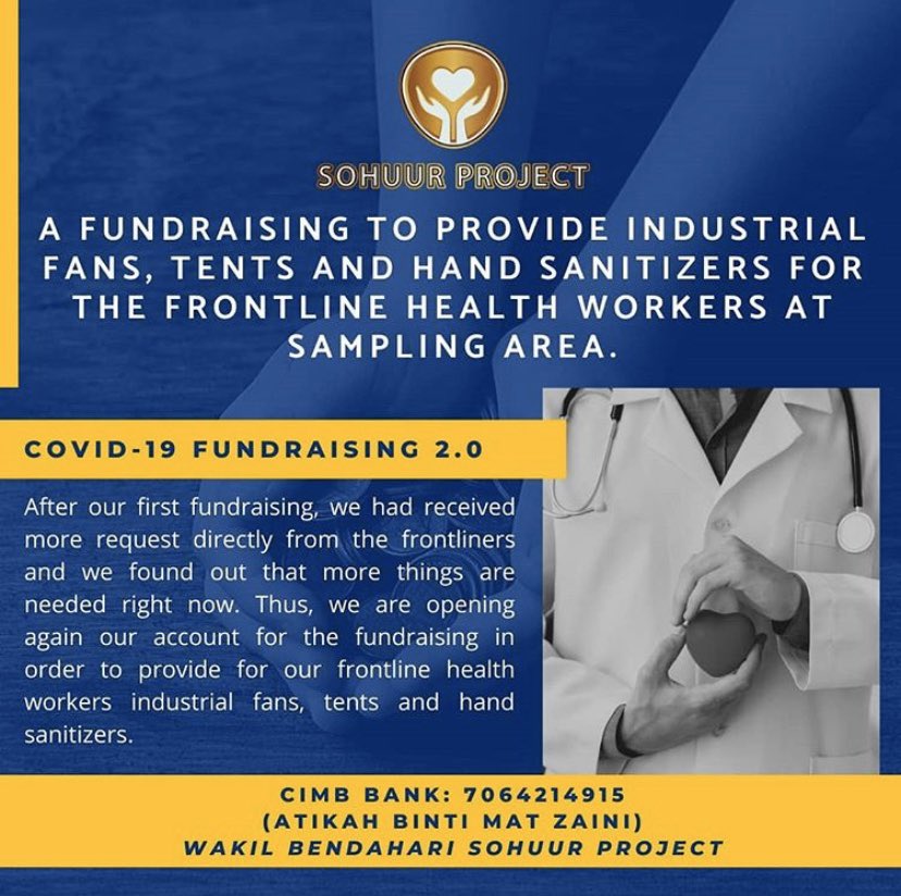 penerajuprhatin's tweet photo. Previous fundraising, Team Sohuur Project dermakan 30 buah kipas industri for our frontline health  workers utk rawat pesakit #COVID19 

Here fundraising 2.0 to help more frontliners ! Derma lah semampu anda. lets help them together 🙏✨ inshaAllah urusan kita akan dipermudahkan https://t.co/TBisgt8z3l