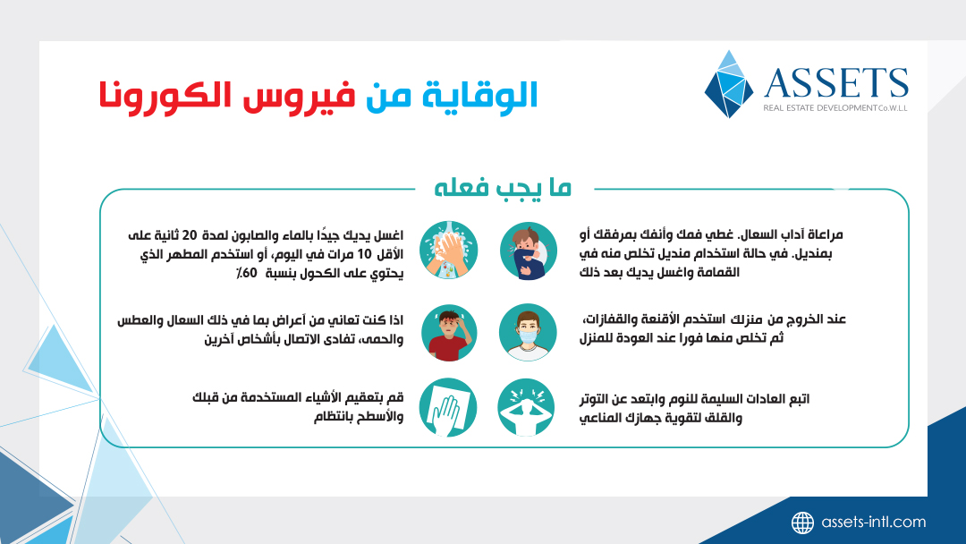 assetsgroup_qa's tweet photo. نصائح للوقاية من الإصابة بـ #فيروس_كورونا ٢٠١٩
#كوفيد_19 #قطر #الدوحة #وزارة_الصحة_العامة_قطر https://t.co/EBThFzeuRi