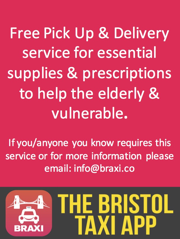 BraxiApp's tweet image. We want to help the elderly &amp;amp; vulnerable by providing a Free Pick Up &amp;amp; Delivery service for essential supplies &amp;amp; prescriptions during the coronavirus crisis:

•Between 11am to 3pm Every Day
•3 mile radius of BS1
•For a Minimum of 4 weeks

For more info Email: info@braxi.co