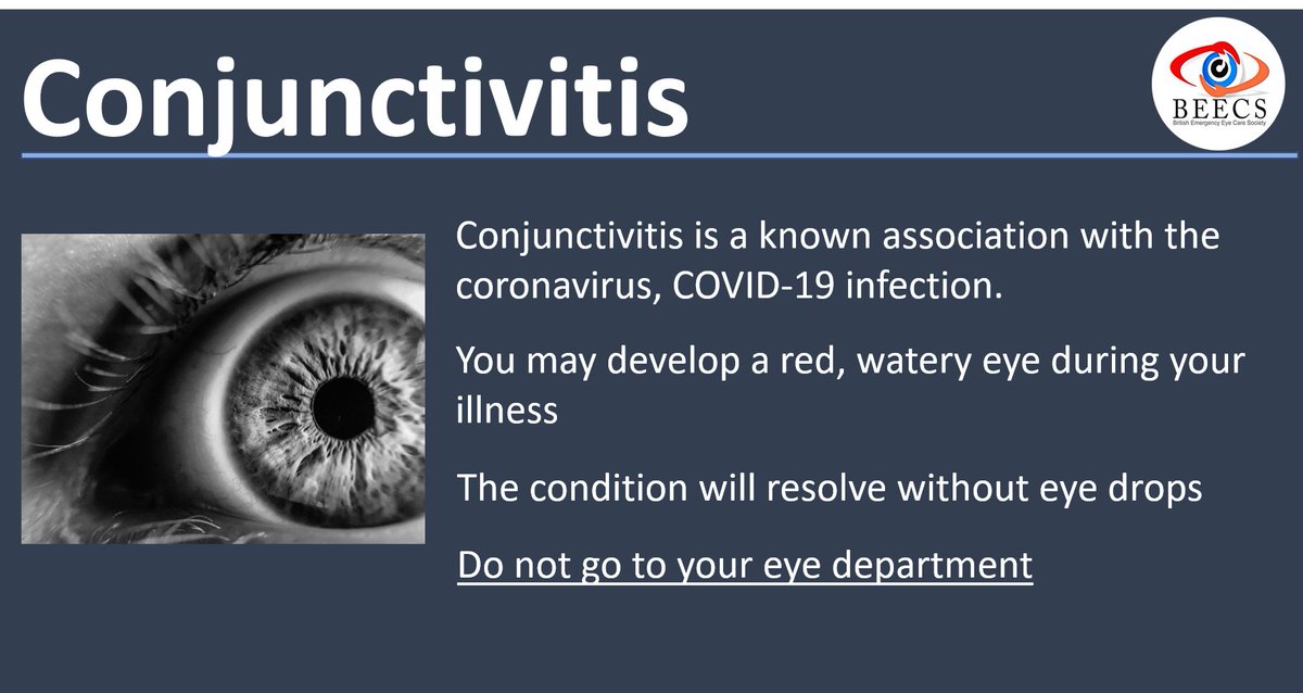 emergeye's tweet photo. BEECS - Public health message
#COVIDー19 #CoronaCrisisuk #Covid_19 #NHS #emergencyophthalmology #coronavirus #publichealth #uk #conjunctivitis #redeye #StayAtHome #StayHomeSaveLives #StayHome #eyeemergency #eye https://t.co/Fbj20Y0WSv