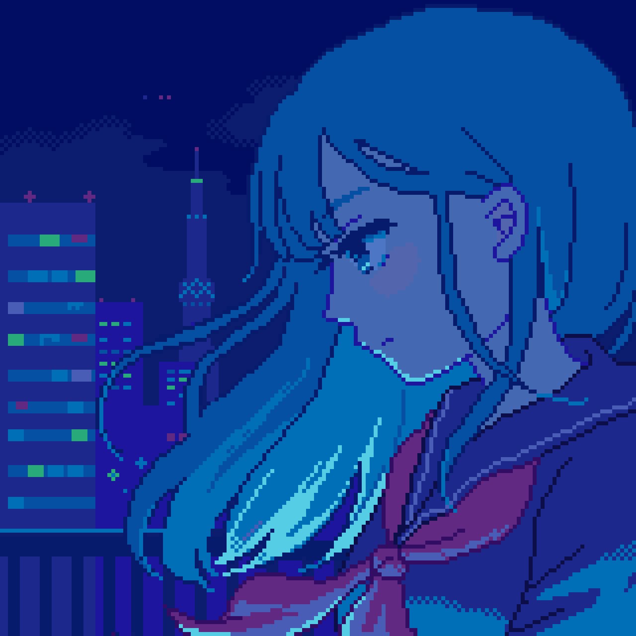 تويتر ななみ雪 على تويتر 青い夜 ドット絵 Pixelart Dotpict T Co Qgirf6dpuh