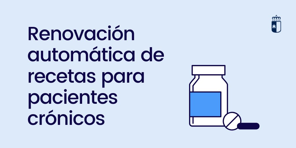 🔵 Ampliamos durante 3 meses la prescripción de los tratamientos crónicos incluidos en receta electrónica.

📅 Se renovarán a diario todas las recetas electrónicas que caduquen ese mismo día o que vayan a caducar en el plazo de un mes.

👉bit.ly/RecetasRenovad…