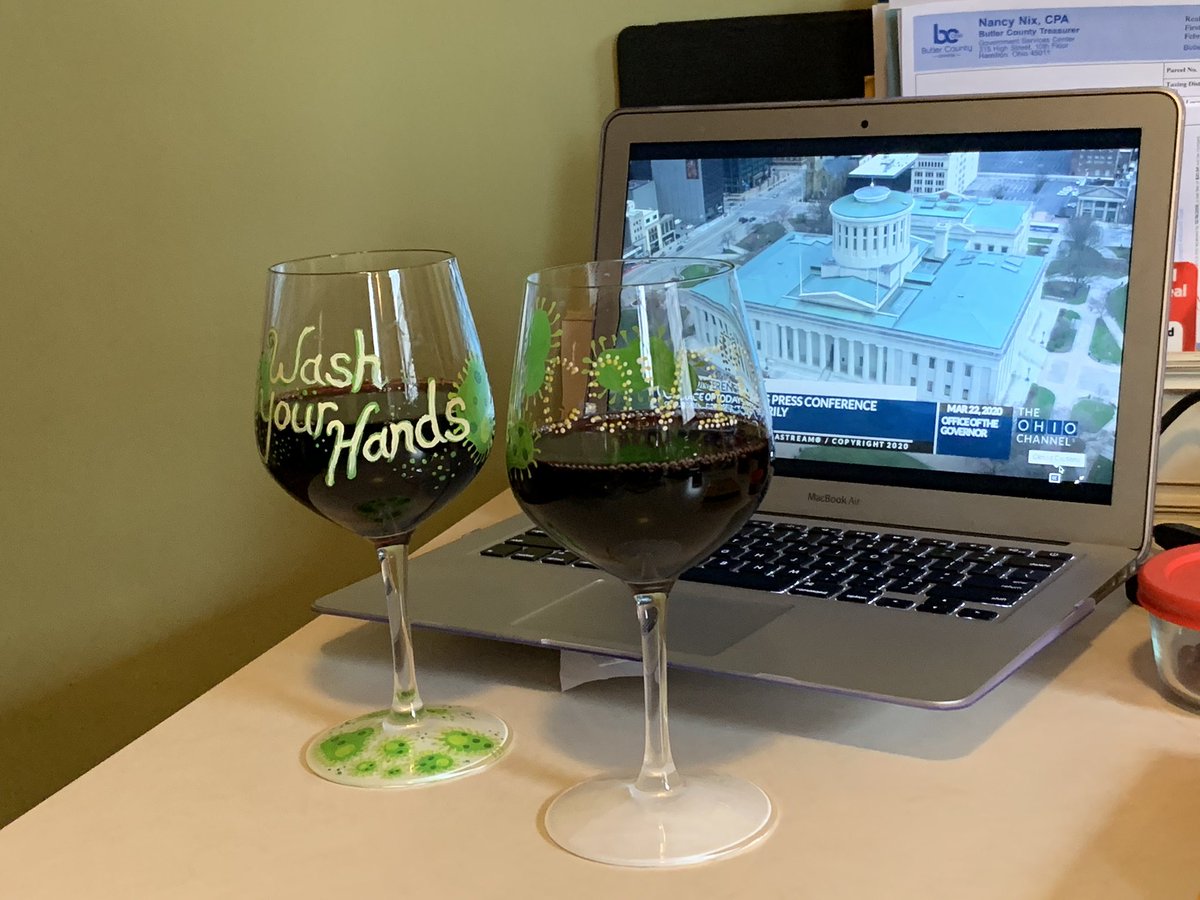 obewah's tweet photo. Ready for wine with @GovMikeDeWine to get the latest on #COVID19 #WashYourHands #COVID19OhioReady @chelsarenot https://t.co/pRj0xKAMSF