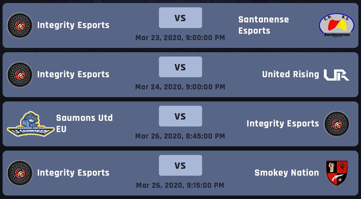 The new @VPGChampSouth season starts tomorrow and integrity gaming can’t wait! The squad is looking strong this year and will be fight all the way! Here’s our fixture for this week. Let’s bring it on!!!