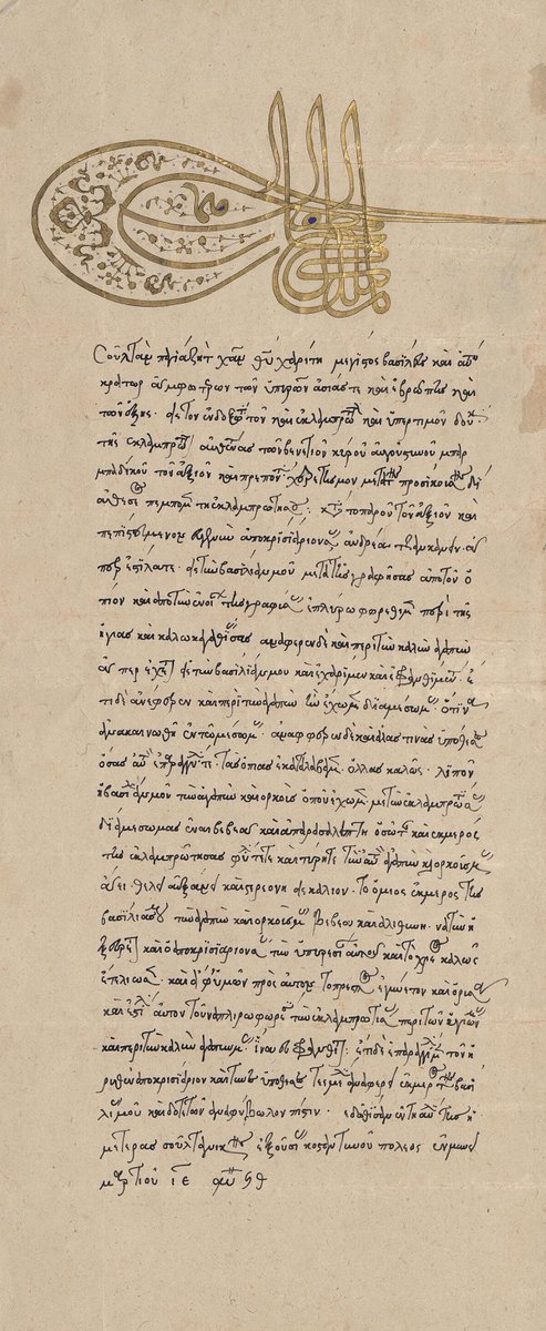 Aydin22288684's tweet image. An Ottoman Letter Written in Greek Sent to Venetian Lord Agostino Barbarigo by Sultan Bayezid II, 15th Century

Venediklilere Gönderilmiş Rumca Osmanlı Fermanı, Sultan Bayezid II, 15. Yüzyıl  ✨ #IslamItuSistemTerbaikDariAllah . ⏱️💡 . #pESsa