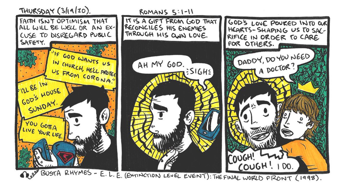 kiddashcomics's tweet photo. Faith, Soap, & Love 4/6
The Graphic Missionary (3/19/20). #lent #lent2020 #contemplativecomics #makecomics #COVID19 #flattenthecurve #sketchtodef #washyourhands https://t.co/N11VlznfFN