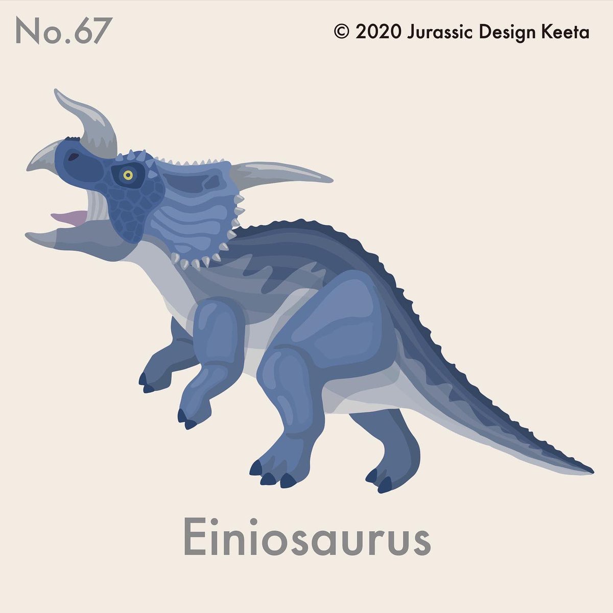 ケータ 恐竜イラスト グッズデザイン در توییتر No 067 Einiosaurus エイニオサウルス Keeta 前方に曲がった一本角が ちょーかっこいいエイニオサウルス でも 何々トプスという名前でない分 違和感が Juratopia ジュラトピア 恐竜