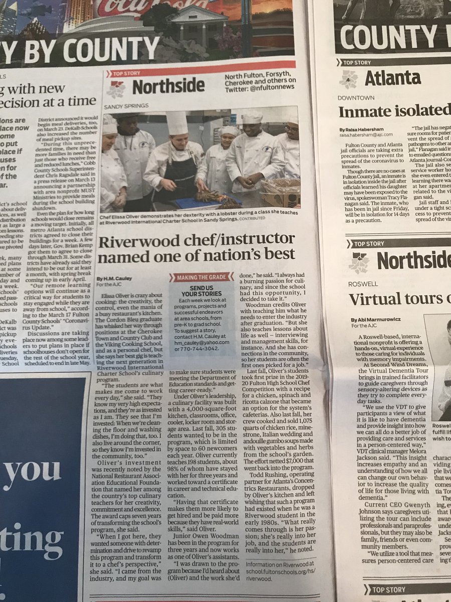 RICSFoundation's tweet photo. Check out Chef Oliver in today’s ⁦@AJC⁩ Metro Section! ⁦@RICSculinary⁩ ⁦@ricsprincipal⁩ ⁦@RiverwoodICS⁩ https://t.co/jg8YLXLMd8