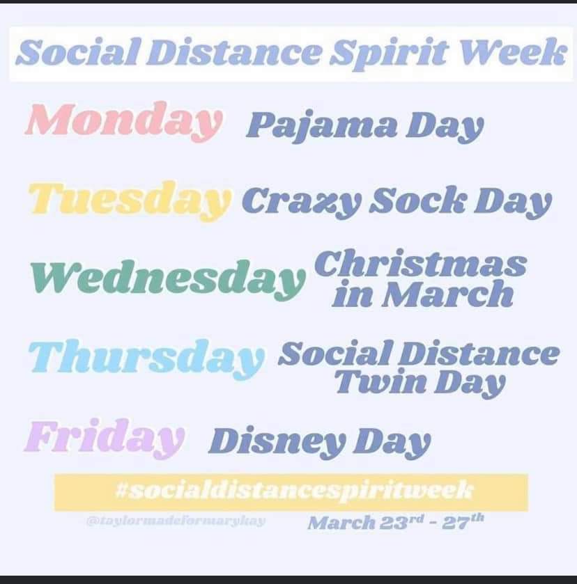 OK NB, get ready for Social Distance Spirit Week. We invite students, staff, administrators and community members to participate every day. Tweet your photos using #BELIEVEinNB when you post. Be clever and have fun!