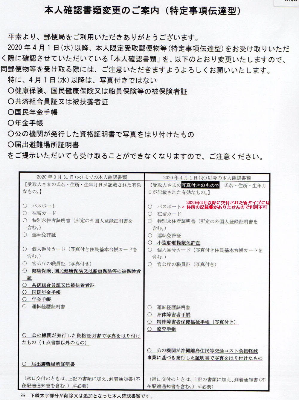 @shinjoh 郵便利用のネット申し込みも利用できる証明書類には変更点が出てますね
本人限定受取（特伝型）
