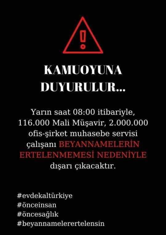 Mali Müşavir Serkan Atasoy ❁ (@serkan__atasoy) on Twitter photo #BeyanlarUzatılsın
#evdekaliyorum deme şansi olmayan yuzbinlerce Muhasebeci, Mali Müşavir yarin #Corona #COVIDー19 demeden ulkeye yayılacak Hazır misiniz?
<a href="/muhasebeburosu/">Muhasebe Bürosu</a> <a href="/MuhasebeBT/">Muhasebe Bilenler</a> #BeyanlarUzatılsın
#evdekaliyorum deme şansi olmayan yuzbinlerce Muhasebeci, Mali Müşavir yarin #Corona #COVIDー19 demeden ulkeye yayılacak Hazır misiniz?
<a href="/muhasebeburosu/">Muhasebe Bürosu</a> <a href="/MuhasebeBT/">Muhasebe Bilenler</a>
