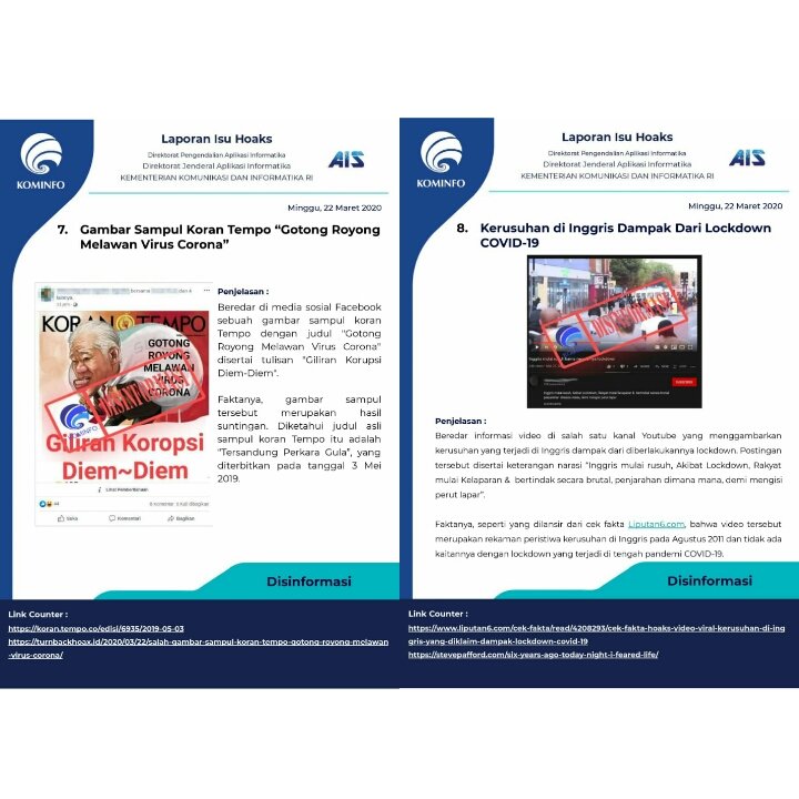 Sobat Wong Kito!! Yok simak laporan Hoaks per Minggu 22 Maret 2020. Yok Jadi Pahlawan Antihoaks

Cc : @hermanderu1967 <a href="/PerchaDeru/">Percha Leanpuri HD</a> <a href="/ach_rizwan/">Achmad Rizwan</a> <a href="/kemkominfo/">IsNotSepuh</a> <a href="/DitjenAptika/">Aptika</a>

#gubernursumsel
#wakilgubernursumsel
#sumselmajuuntuksemua
#Diskominfoprovsumsel
#hermanderu
#mawardiyahya