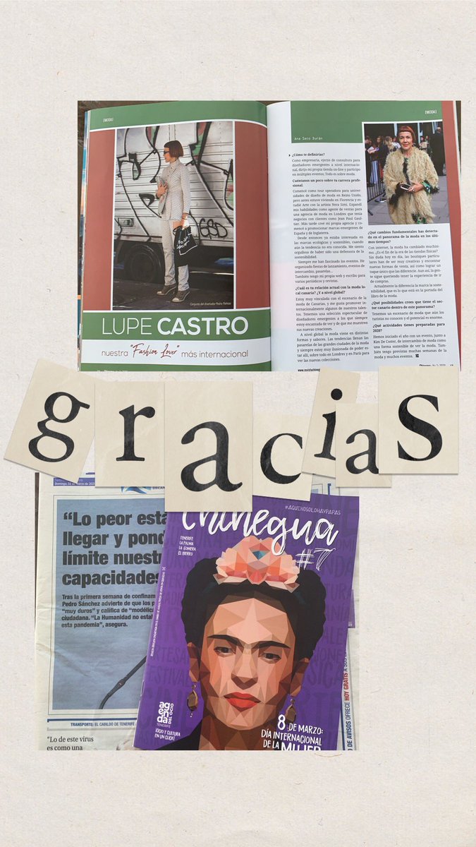 Gracias <a href="/RevistaChinegua/">RevistaChinegua ●</a> y <a href="/AnaSecoDuran/">Ana  Seco Durán</a> por la entrevista hoy en <a href="/diariodeavisos/">Diario de Avisos</a> 
<a href="/PedroPalmas3/">Pedro Palmas</a> <a href="/GranCanariaMC/">Gran Canaria Moda Cálida</a>