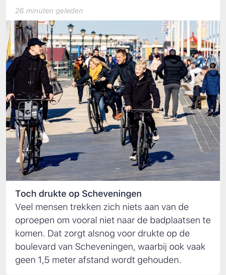 sebarcobeach's tweet photo. Wat een stel ongelofelijk eigenwijze asociale amoebes. Bizar dat mensen massaal alle dwingende adviezen in de wind slaan en -vooral dat van anderen- mensenlevens in gevaar brengen. Opsluiten die gekken, allemaal #coronanederland #StayAtHome #COVIDー19 https://t.co/5DbDVwUnXG