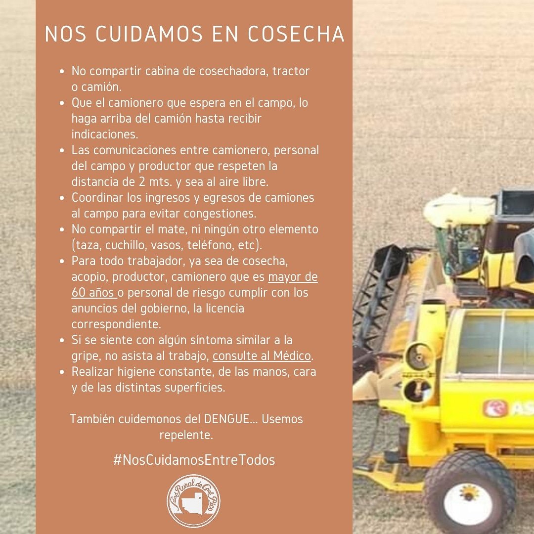 Recomendaciones para la  cosecha.

#NosCuidamosEntreTodos