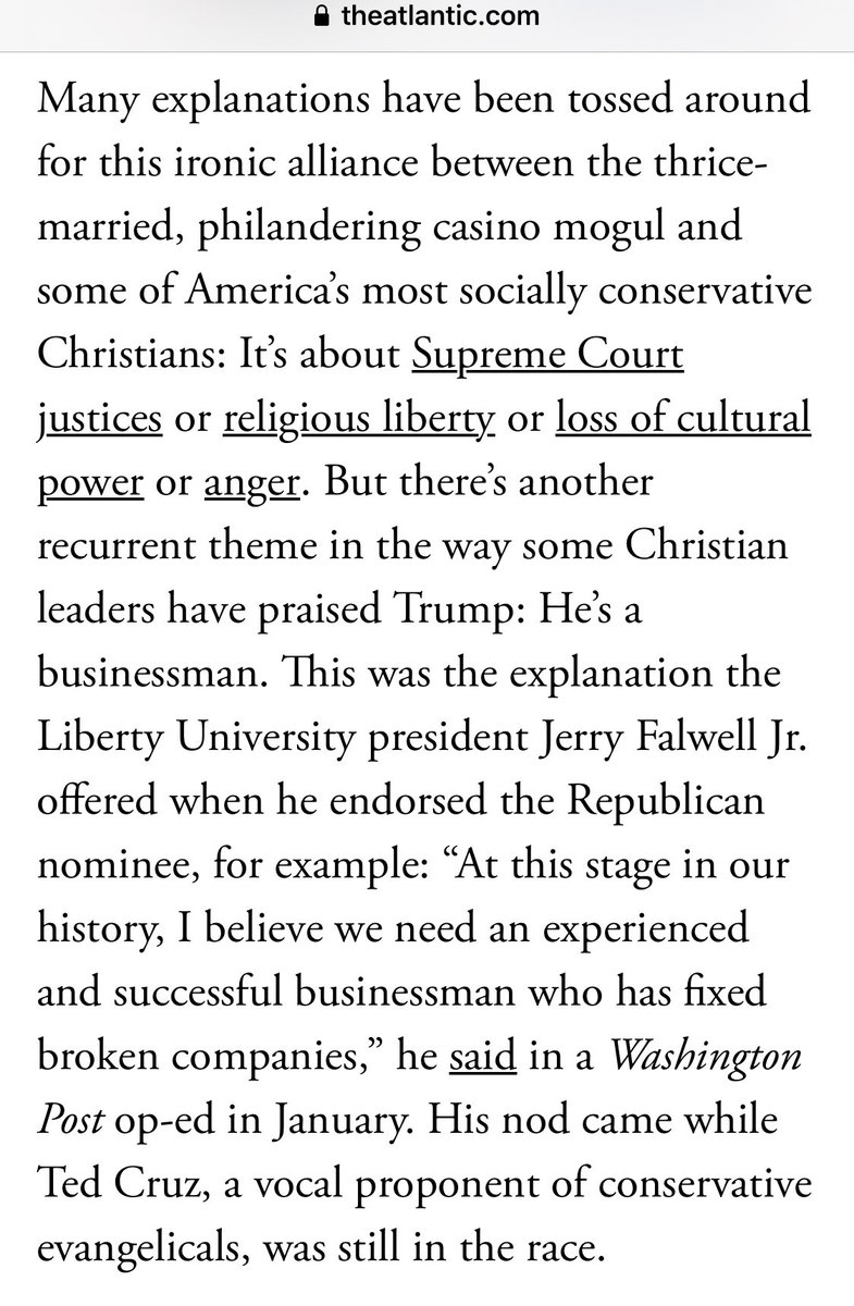 Circa August 2016: “Why Do Evangelicals Like Trump? Maybe Because He’s a Businessman.”  #MAGAMasochism  #VectorInChief  #AusterityGospel  #Cult45*   https://twitter.com/docrocktex26/status/762654843806679040