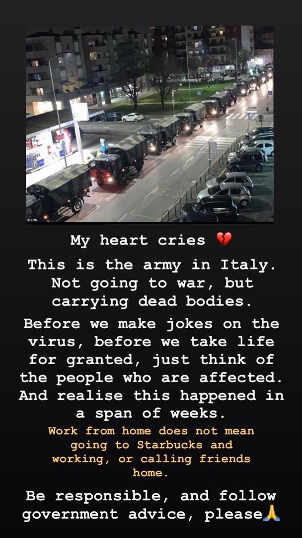 Painful lessons from Italy. Lots of people didn't take social distancing/Lockdown serious &amp; it led to 651deaths (1Day) &amp; Total of 5,476

Pls ff Health instructions &amp; Govt Directives. Pls Be RESPONSIBLE &amp; SAVE LIVES.

<a href="/NCDCgov/">NCDC</a> <a href="/oyoblog/">Oyoblog</a>  <a href="/Gidi_Traffic/">GIDI</a>
#COVID19NIGERIA <a href="/seyimakinde/"></a>