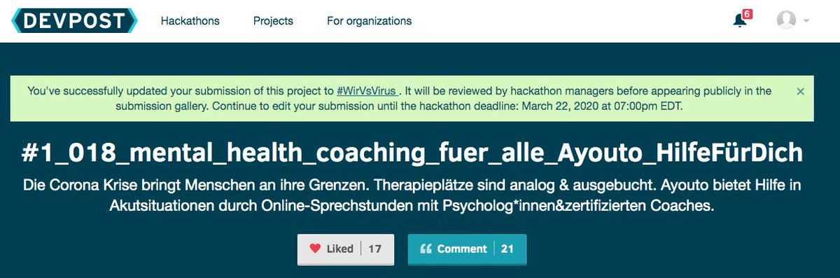 Es hat mir großen Spaß gemacht, die letzten 48 Stunden als Mentorin bei @WirvsVirusHack mit zu arbeiten. Allen voran bei <a href="/AyoutoDE/">Ayouto #WirvsVirus</a>, auch @Niflosa_DE und GOHOMA. Applaus an alle Teilnehmer*innen des größten Online-Hackathons der Welt! #wirvsvirushack