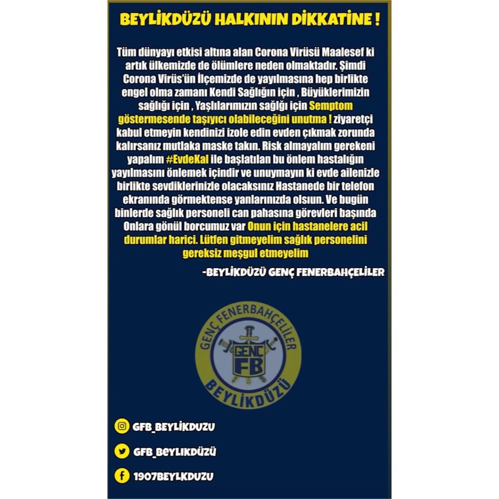 Ülkemiz ve milletimiz için gecesini gündüzüne katıp mesai harcayan, emek veren tüm sağlık çalışanlarına minnettarız. 
Verdikleri emeğe karşı yapmamız gereken tek şeyi yaparak mecbur kalmadıkça evden çıkmıyoruz. #EvdeKal