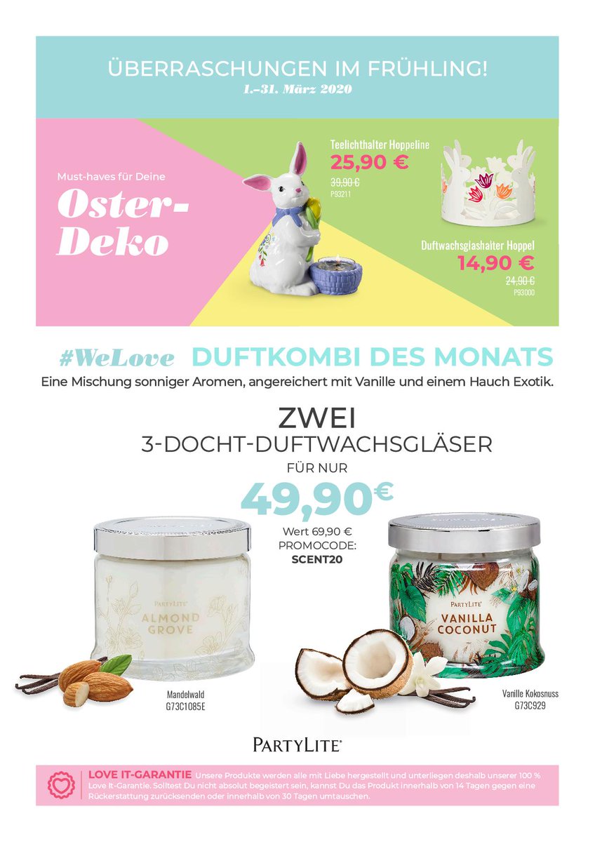 SusanneDeppisch's tweet photo. Worauf wartest Du? Im Online Shop shoppst Du bis Ende März ab 50 € komplett ohne Versandkosten! 😍😍 Los geht's 👉 https://t.co/404yvkVxit
#Accessoires #partylite #onlineshop #geschenke #versandkostenfrei #shoppen #ostern #lieblingsduft #lichtenrade #berlin https://t.co/lwHdv2Jucb