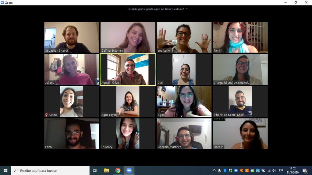 AgustinOlivo_'s tweet photo. Taking advantage of the home time this Saturday to connect with two alumni generations of the #FriendsOfFulbright program at @UNLincoln! 💪🏽👨🏽💻
#Fulbright #HuskersAbroad
#StayHome https://t.co/t7PWo2WWUo