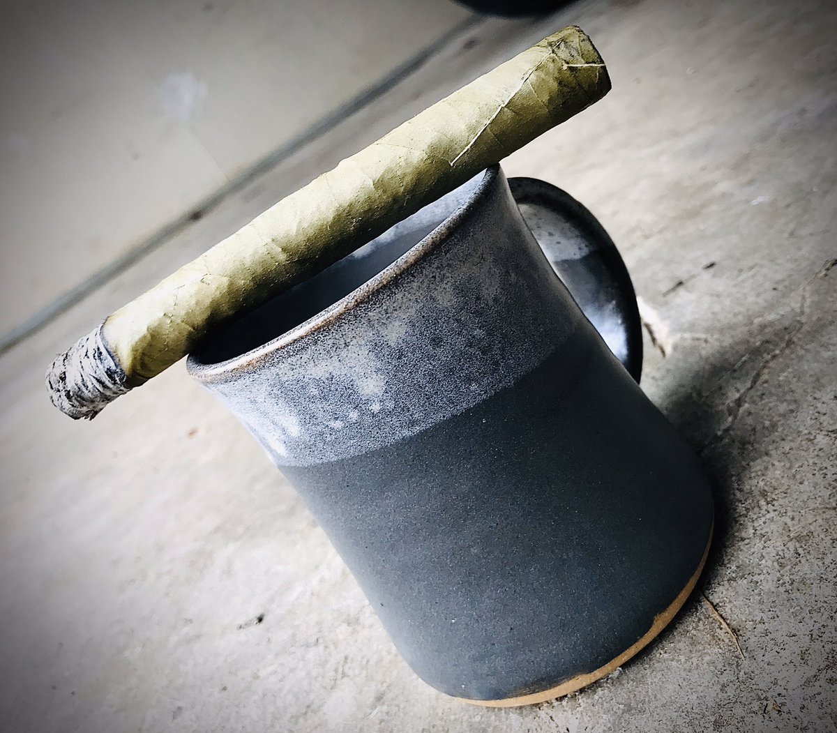 Candela and coffee in the garage.