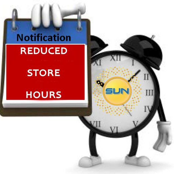 EFFECTIVE IMMEDIATELY We will have reduced store hours as follows: MONDAY-FRIDAY 9 AM-2 PM AND SATURDAY 9 AM-NOON. Until further notice. Thank you for your understanding. If anyone has a special need outside of those hours, please reach out to us - we will see what we can do.