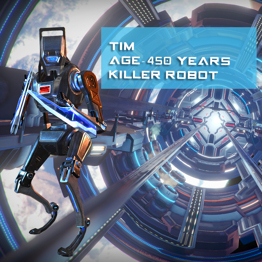 Meet Tim the Killer Robot. 

Tim likes to haunt spaceships and space stations. He also makes a good plate of sushi! 🤖#Singularity

 #رياض #zerolatencyme #zerolatency #vr #qatarliving #gamer #gamergirls #zombies #robots #vrgames #fps #الدوحة