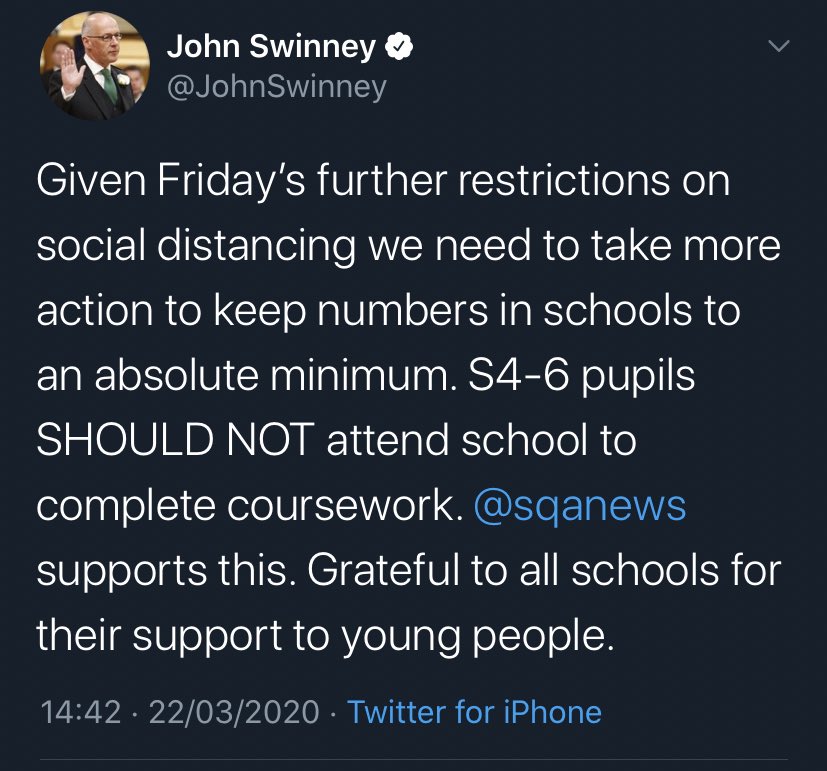 mrdavidsonsdhs's tweet image. S4-S6 pupils should *not* be attending @StDavidsHS tomorrow unless their parents are “key workers” (Eg NHS staff)